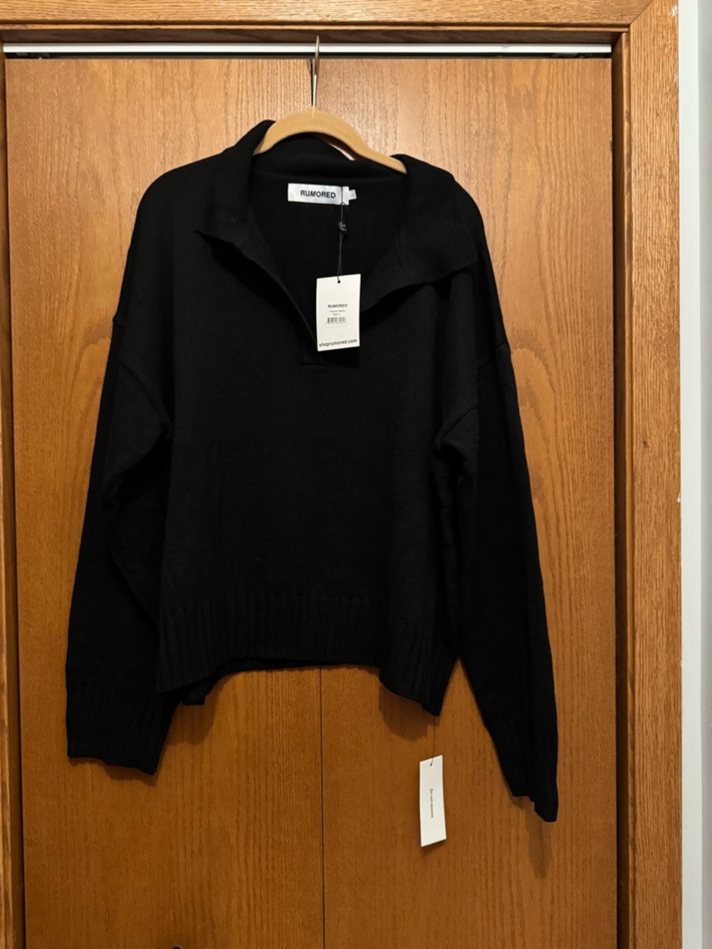 Rumored Black Half-Zip Cowl Sweater